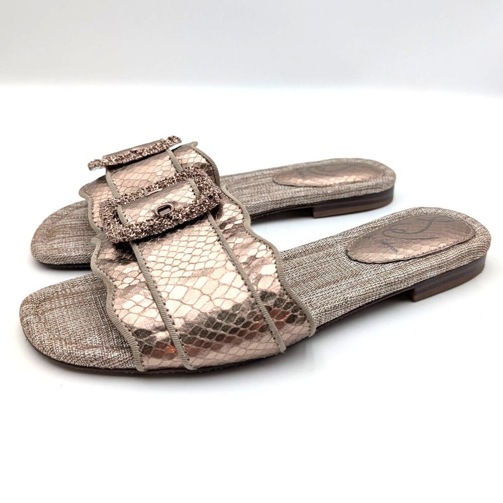 Sam Edelman Bambi Slide Sandals Big Buckle Women's Metallic US7M EU37